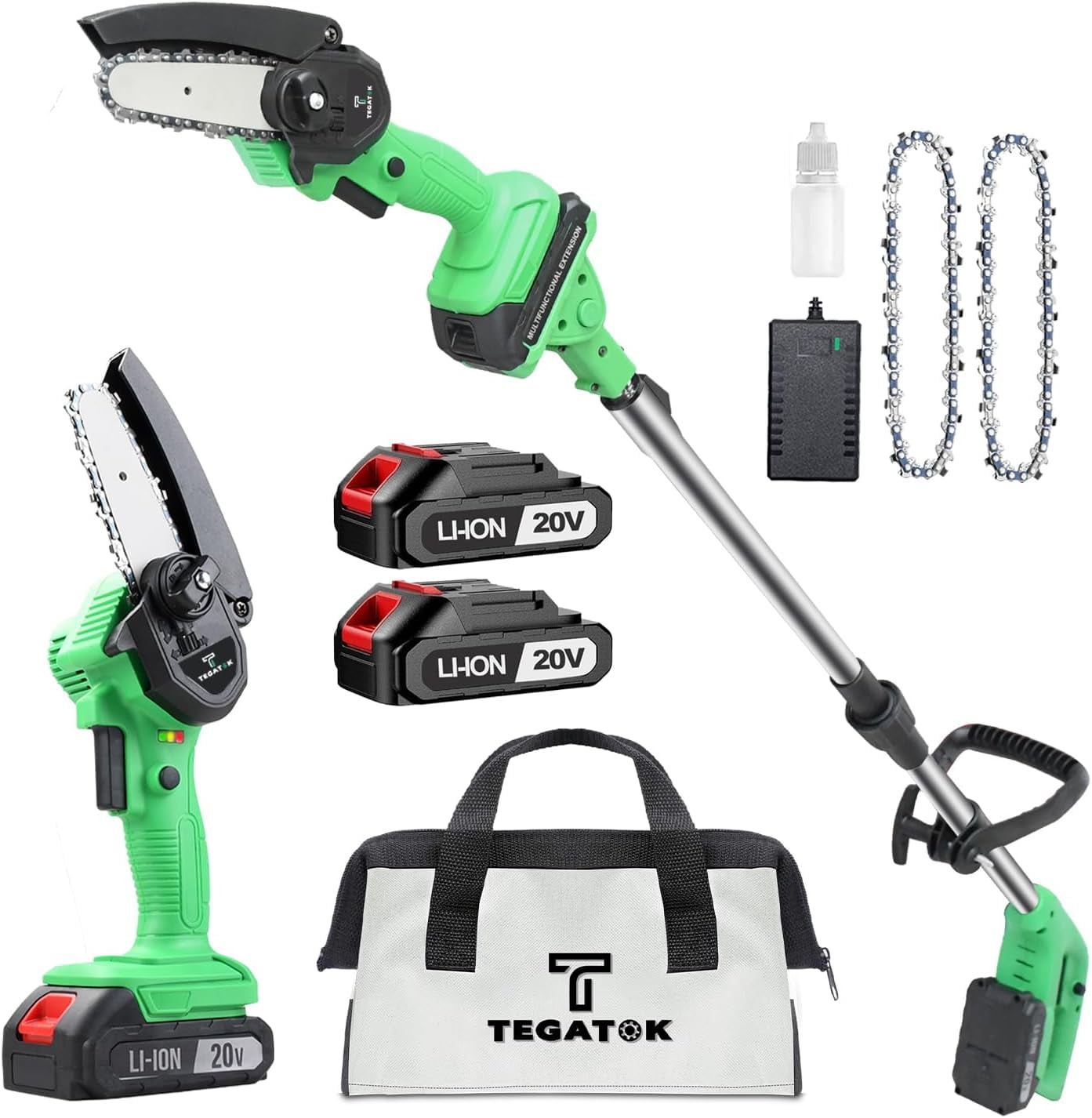 2in1 Cordless Pole Saw & 4 Inch Mini Chainsaw, Electric Pole Chainsaw