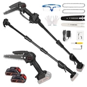 2-in-1 Cordless Pole Saw, 4 & 6 inch Electric Pole Chainsaw with 24V 2 1.5Ah Batteries, Pole Saw for Tree Trimming, Wood Cutting