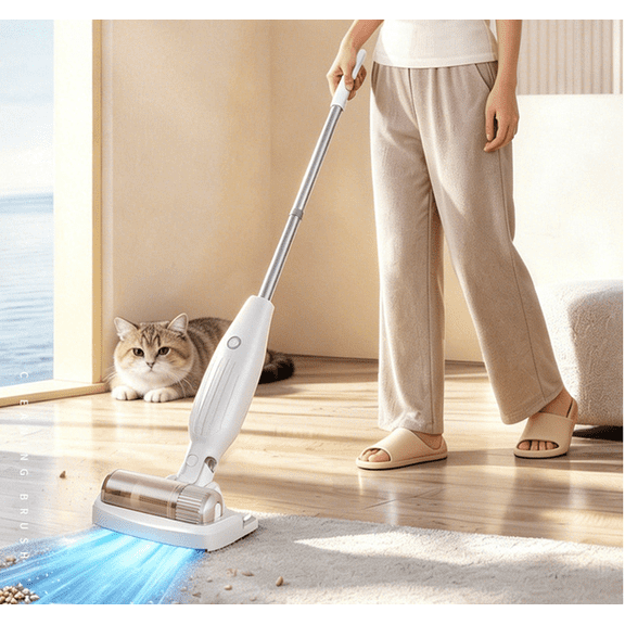 2-in-1 Cordless Stick Vacuum and Mop Combo for Hardwood Floors, Rechargeable Handheld Vacuum for Pet Hair and Home Cleaning with Spray Function, Washable Pads, Lightweight and Maneuverable