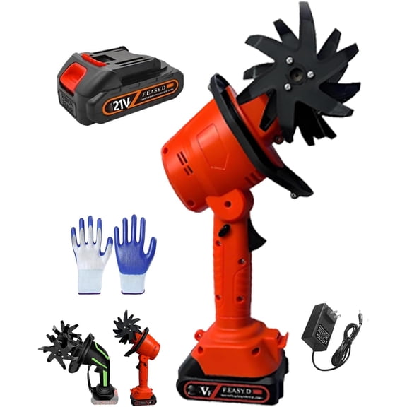 2-in-1 Cordless Tiller & Cultivator with Extension Pole, Battery Powered Handheld Garden Tiller, Electric Mini Rototiller, Rechargeable Soil Cultivator for Lawn, Vegetable Garden, Greenhouse (RED-A)