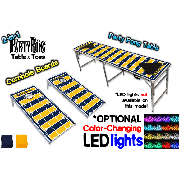 2-in-1 Cornhole Boards & Beer Pong Table - Los Angeles Football Field