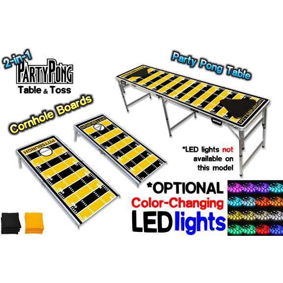 2-in-1 Cornhole Boards & Beer Pong Table - Pittsburgh Football Field