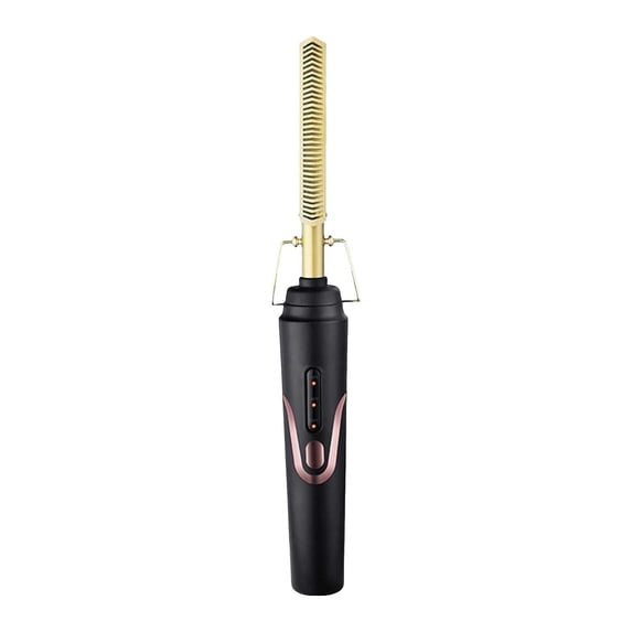 2 in 1 Curling and Straightening Brush Functional Copper Comb Styler for Hair Styling