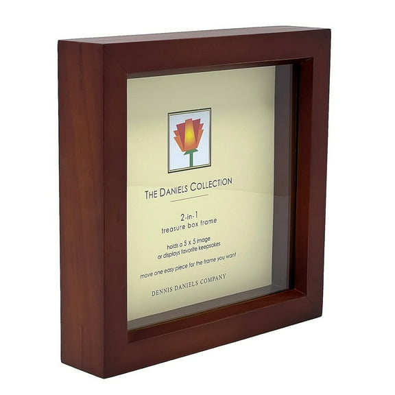 2-in-1 Dark-walnut wood stain 5x5 box one-half inchin deep for your print or collectibles by Dennis Daniels - 5x5