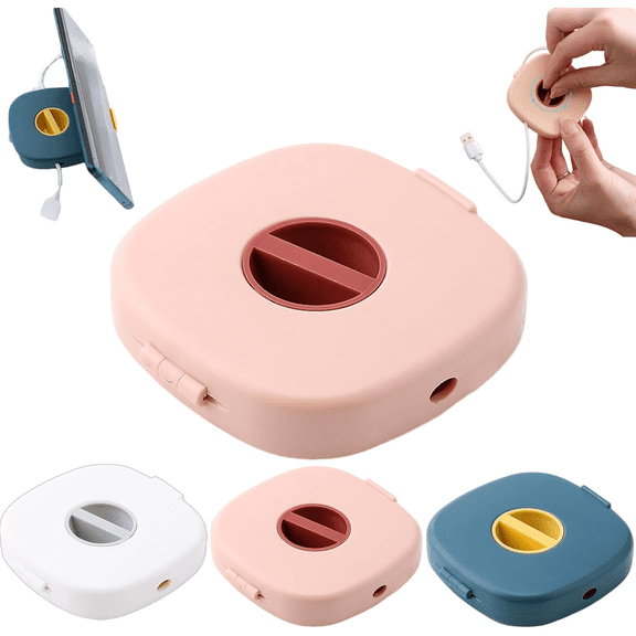 2-in-1 Data Cable Organizer and Phone Stand, Durable Cable Management and Charging Stand, Rotatable Cable Organizer with Phone Holder, suitable for charging cables, earphones, and USB data cables.