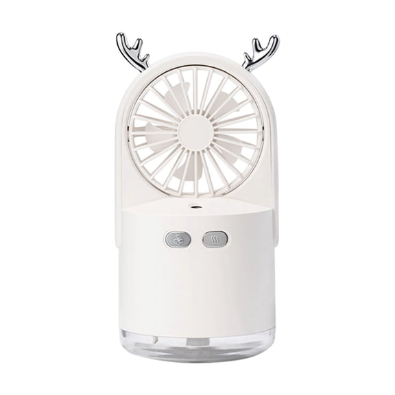 2-in-1 Deer Antler Mist Fan Humidifier 7.28 Inch, USB Powered Portable Brushless Motor Mini Cooling Fan With Water Mist Spray, Compact Desktop Personal Cooler for Bedroom Office Desk