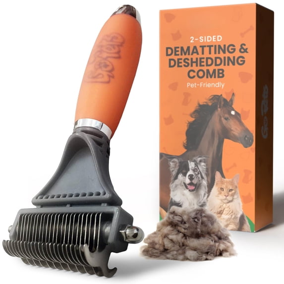 2-in-1 Dematting Comb For Dogs Pet Rake Double-sided Dog Brush Shedding Deshedding Cats Undercoat Mat Tool Long Haired Matting Hair