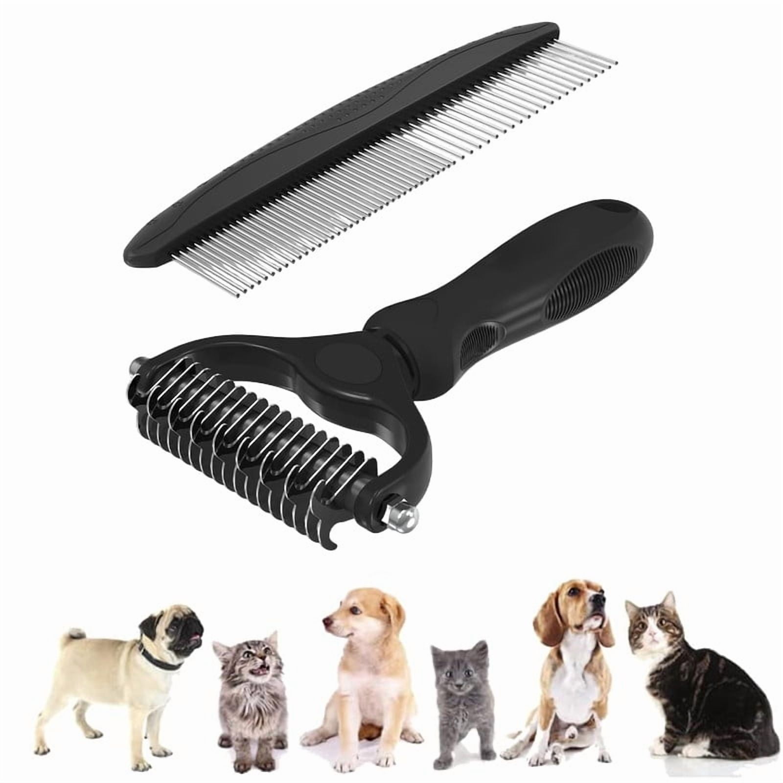 【2-in-1 Deshedding Brush】Pet Grooming Tool for Dogs & Cats ...