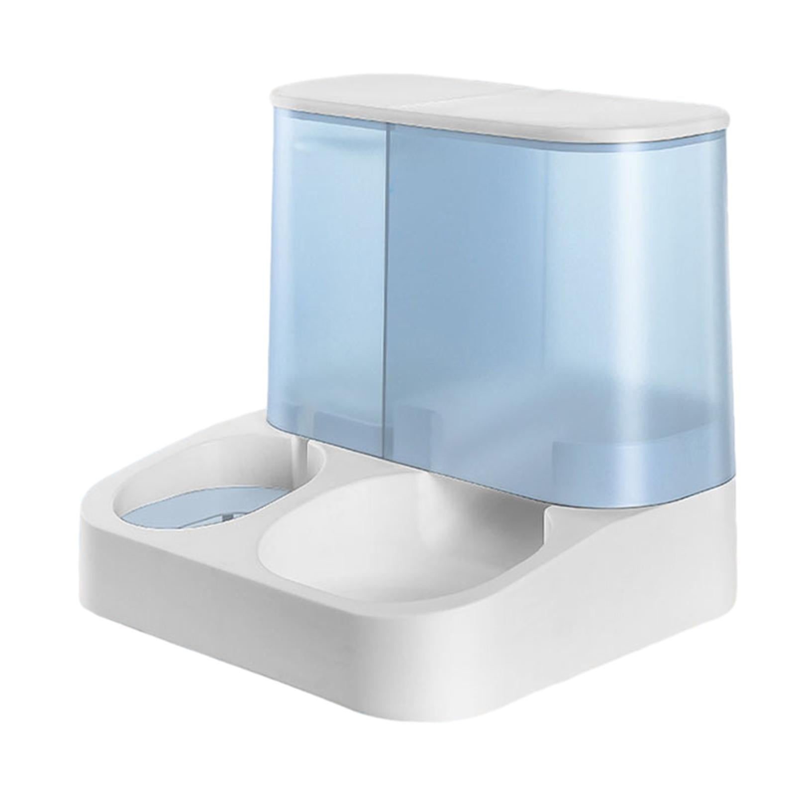 2 in 1 Design Pet Food and Water Dispenser, Automatic Feeder, Cat Food and Water Dispenser for Rabbit Kitten Cat, Easy to Refill Blue