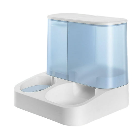 2 in 1 Design Pet Food and Water Dispenser, Automatic Feeder, Cat Food and Water Dispenser for Rabbit Kitten Cat, Easy to Refill Blue