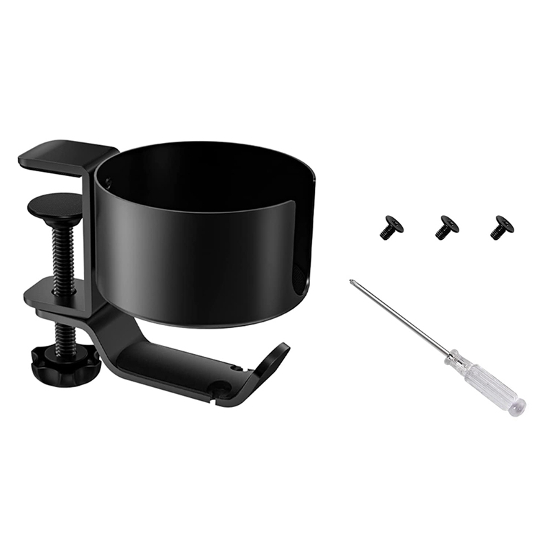 2 in 1 Desk Cup Holder with Headphone Hanger Spill Resistant Cup Holder