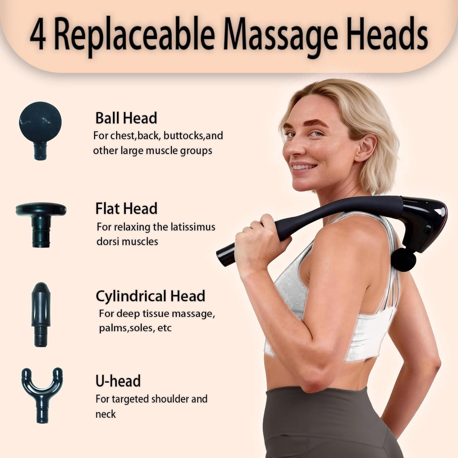 2-in-1 Detachable Massage Gun with Extendable Handle for Deep Tissue Muscle Relief