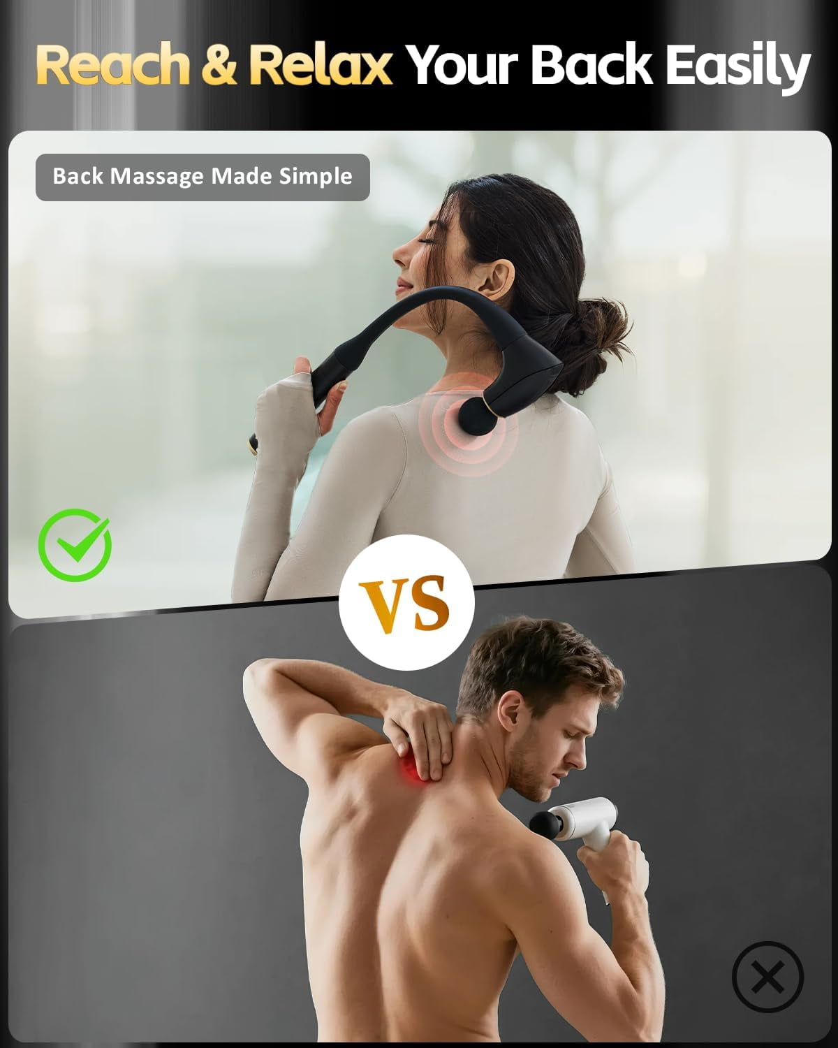 2-in-1 Detachable Percussion Massage Gun with Extension Handle for Deep Tissue Muscle Relief