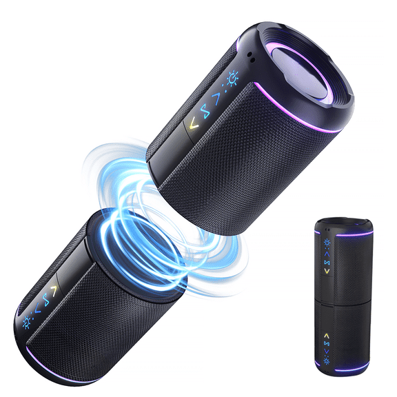 2-in-1 Detachable Portable Bluetooth Speaker System, Magnetic Connection, Detachable Stereo, RGB Neon Lights.