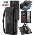 thumbnail image 1 of 2 in 1 Detachable for Samsung Galaxy S23 Wallet Case with Card Holder, Retro Premium Flip Leather Cover  Zipper Pocket Phone Cases 6.1'' (Black,S23), 1 of 1