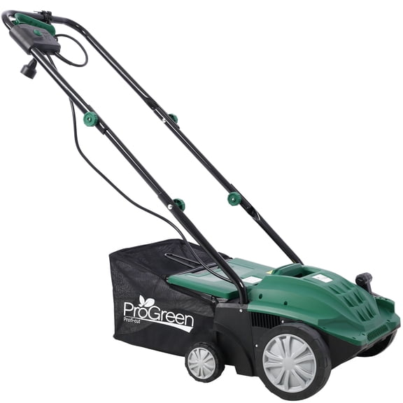2-in-1 Dethatcher and Scarifier Tool, 13 Inch 12AMP 3600RPM Lawn Care Machine, 4 Height Adjustments & 31.7QT Grass Catcher for Thatch Removal and Healthy Turf