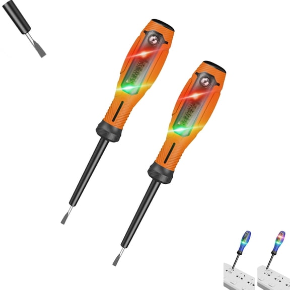 2-in-1 Digital Display Voltage Tester Screwdriver,2pcs Smart Digital Voltage Tester & Screwdriver with LCD Display Electricians & Home Repairs (Orange_Flathead)