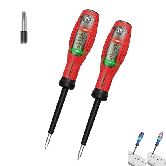 2-in-1 Digital Display Voltage Tester Screwdriver, 2pcs Smart Voltage Tester with Non-Contact Measurement for Electrical Diagnostics (Red Phillips)
