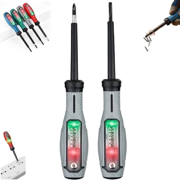 2-in-1 Digital Display Voltage Tester Screwdriver, Smart Digital Voltage Tester and Screwdriver with LCD Display, Flathead Phillips, Electrical Outlet Tester Flathead Tool for Home Repair