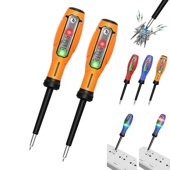 2-in-1 Digital Display Voltage Tester Screwdriver, Smart Non Contact Voltage Tester with LCD for Electrical Diagnostics (2Pcs, Orange)