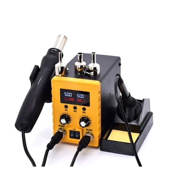 2-in-1 Digital Hot Air Rework and Soldering Station for IC Repair, 1 Pack