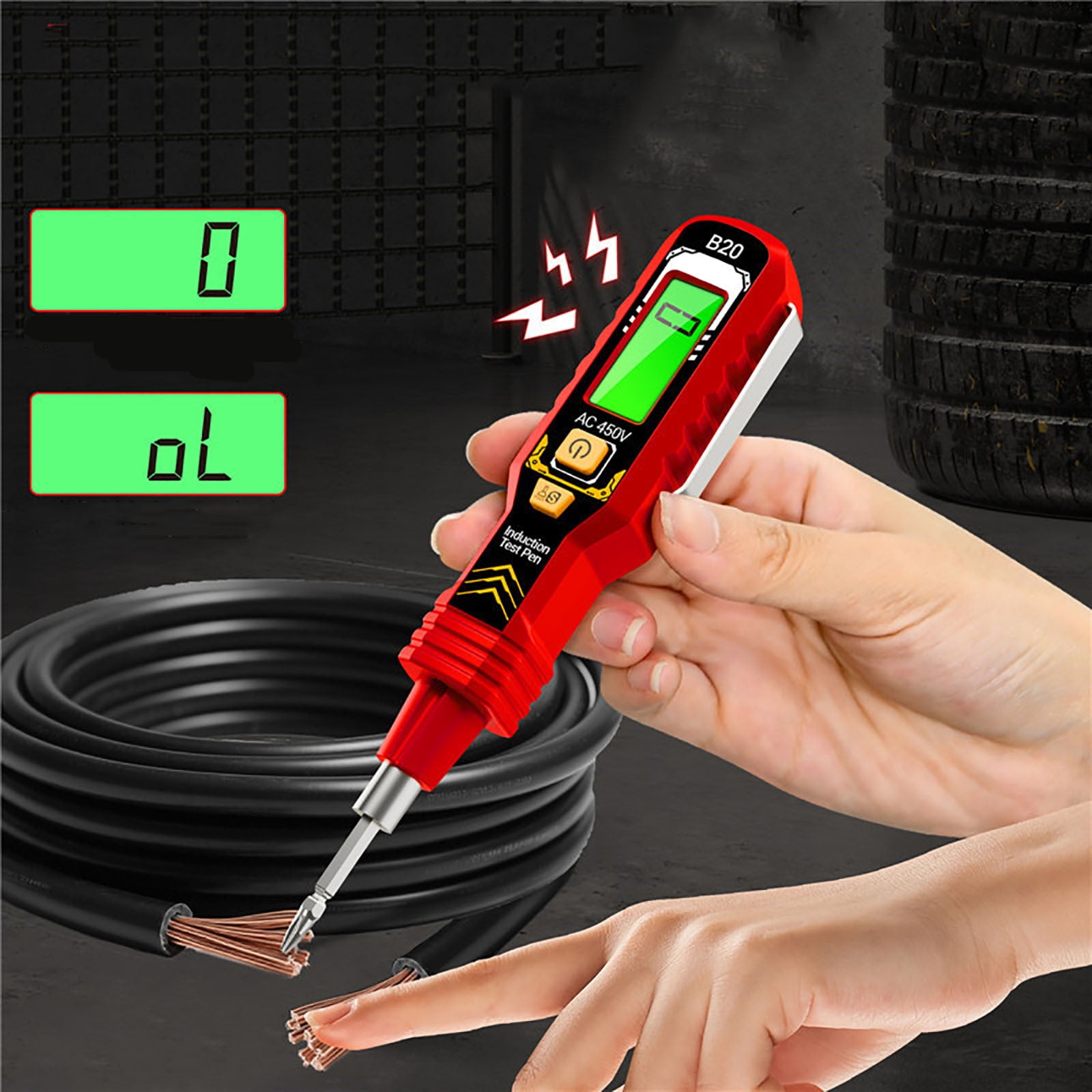 2-in-1 Digital Voltage Tester Pen with LCD Display for AC Voltage and ...