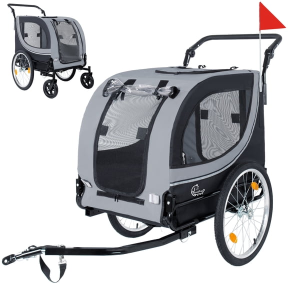 2-in-1 Dog Bike Trailer & Pet Stroller, Foldable Cart for Dogs up to 100 lbs, Red