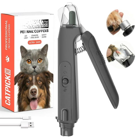 2-in-1 Dog & Cat Clipper With - Dual Highlight Led Reduce Over-trimming Long Cordless Usb-c Rechargeable Safety Lock Catcher Cap Quiet Home For Small Large Pets