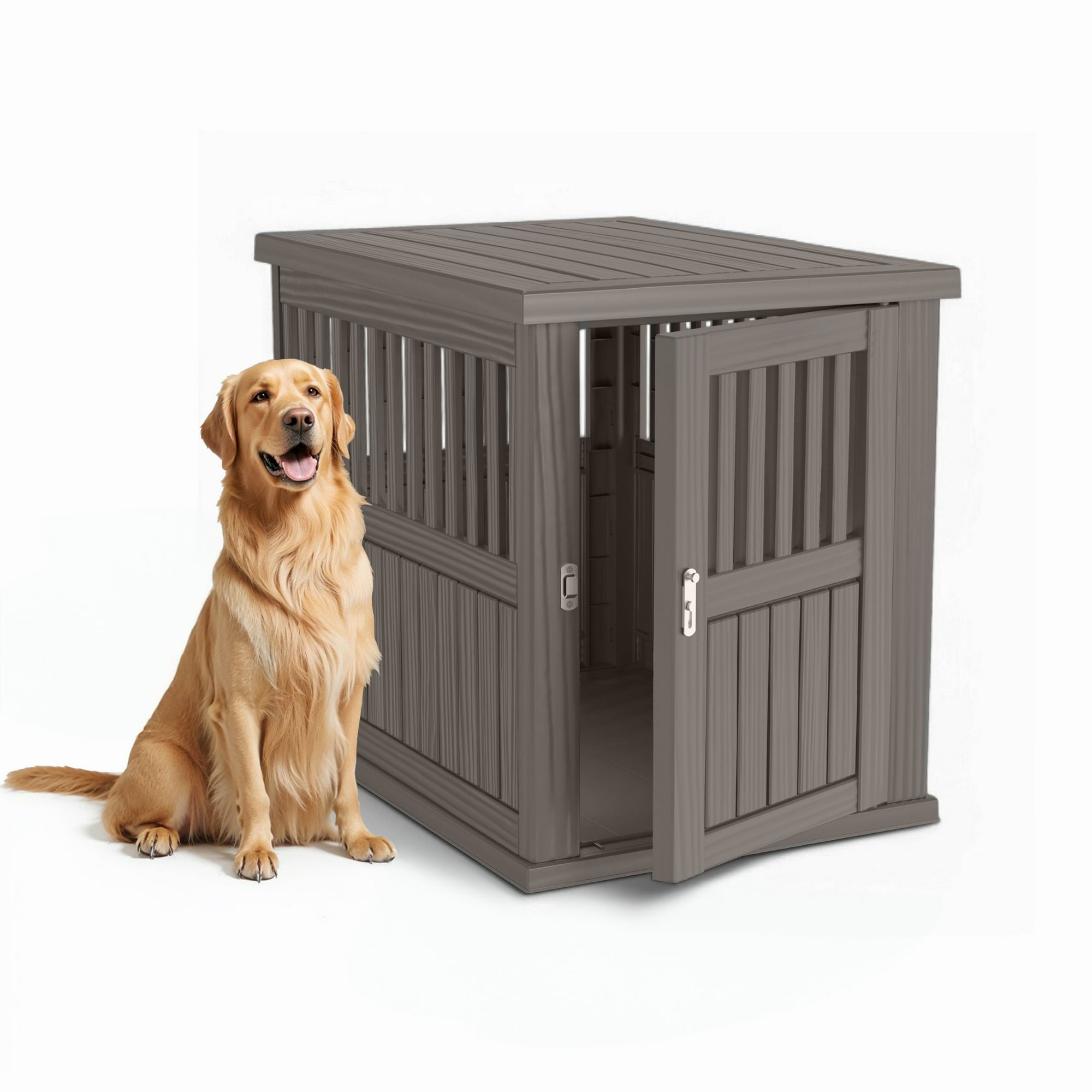 2-in-1 Dog Crate & Storage Crate, Dog House Resin Dog Kennel Furniture ... - Dog Crate Storage For Small Spaces