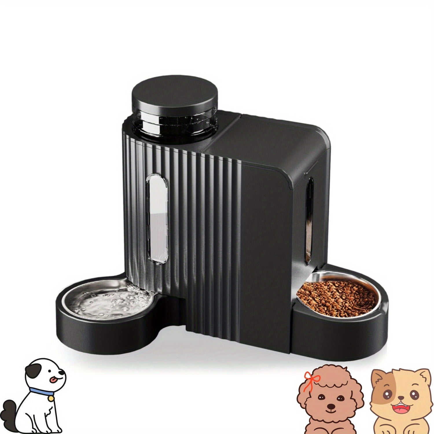 2-in-1 Dog Feeder & Water Dispenser Set | 1.6Gal Large Capacity ...