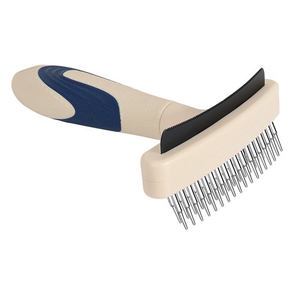 2-in-1 Dog Grooming&Undercoat Rake Comb Double-Row Flexible Dog Dematting Rake with Stainless Steel Deshedding Comb Pet Grooming Tool for Dogs and Cats Gentle Remove Loose Hair Knots Tangles