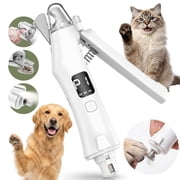 2-in-1 Dog Nail Clipper and Grinder with Dual LED Lights, Quiet Electric Pet Nail Trimmer for Dogs & Cats,2 Speed Adjustable with Safety Guard & Safety Lock, Painless Grooming Tool