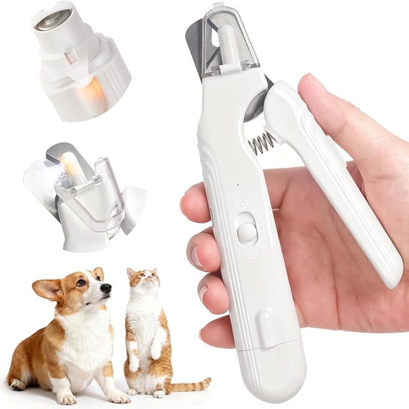 2-in-1 Dog Nail Grinder & Dog/Cat Nail Clippers Trimmers With 2 LED Lights,Rechargeable,Ultra-Quiet,Multiple Grinding Methods and Splash Guard for Small, Medium, and Large Dogs & Cats (White)