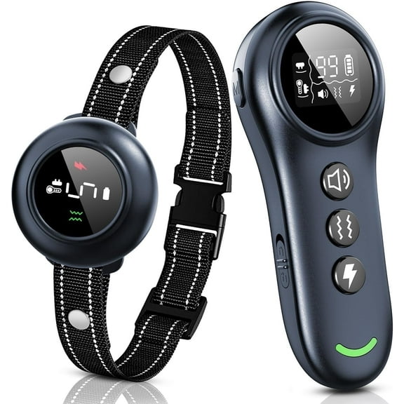 PKALQ 2-in-1 Dog Shock Collar & Dog Bark Collar - Smart Anti Barking Dog Training Collar with 5 Adjustable Sensitivity & 3300FT Remote for All Breeds IP67 Waterproof E-Collar