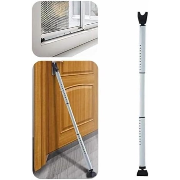 2-in-1 Door Security Bar & Sliding Patio Door Stopper Security Jammer Bar Child Proof Adjustable Constructed of High Grade Iron Window Doors Security Bars, White
