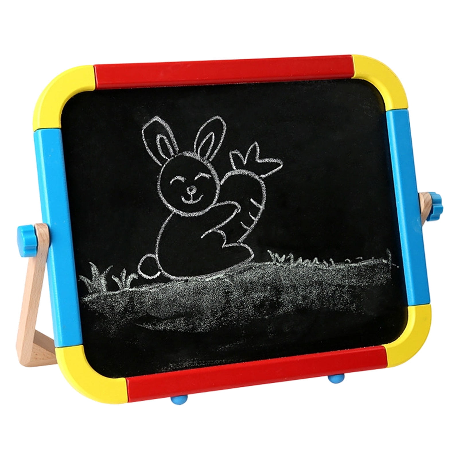 2 in 1 Double Chalkboard and Whiteboard Drawing Board for Children Portable Tabletop Easel with Craft Station for Kids
