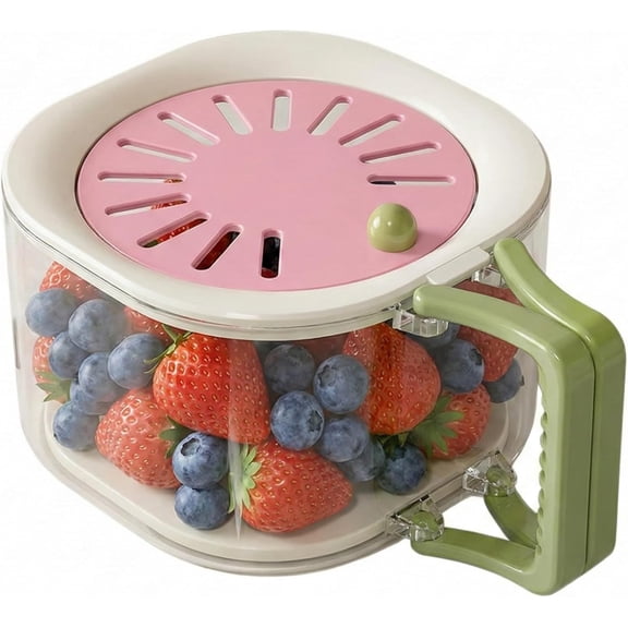 2-in-1 Draining and Preservation Basket: Berry and Lettuce Container for Fridge, Wash, Drain, Store, and Serve Produce Easily