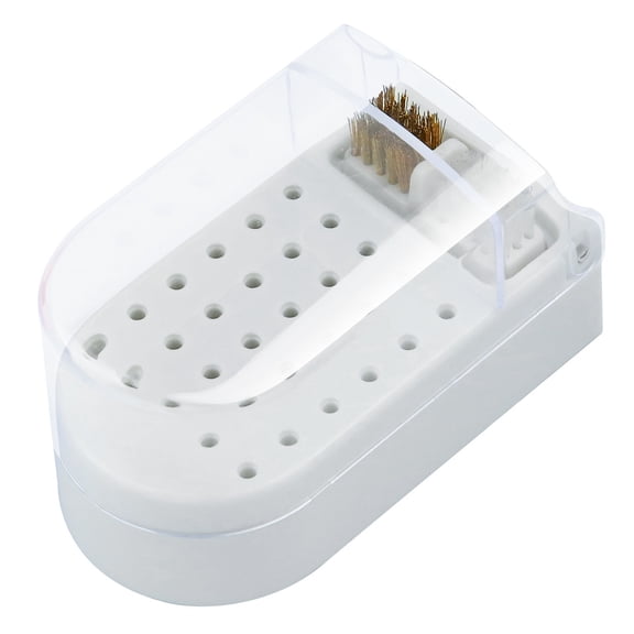 2 in 1 Drill Bits Holder with Steel Wire Nylon Brushes 30 Holes Drill Bits Manicure Tool