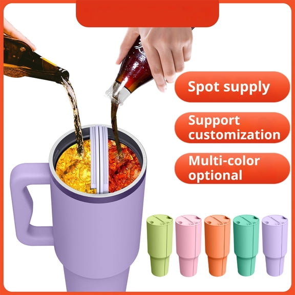 2-in-1 Dual Drink Cup Liner - in novative Split Tumbler in sert for Different Beverages Leak-Proof Reusable Silicone Accessory for Commuters and Office-Cyan