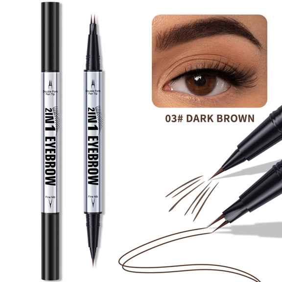 2-in-1 Dual-Ended Microblading Eyebrow Pencil, Upgraded Eye Brow Pen with 2 Fork Tip, Long-Lasting Microblading Eyebrow Pen for Natural Brows, Beginners & Daily Use Eyebrow Pencils for Women