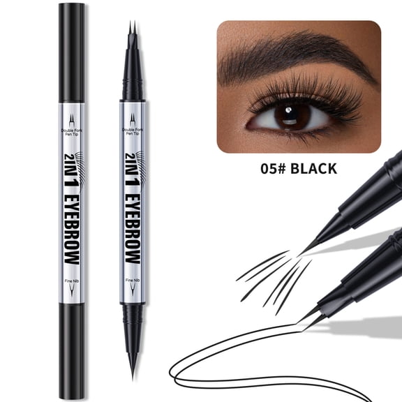 2-in-1 Dual-Ended Microblading Eyebrow Pencil, Upgraded Eye Brow Pen with 2 Fork Tip, Long-Lasting Microblading Eyebrow Pen for Natural Brows, Beginners & Daily Use Eyebrow Pencils for Women