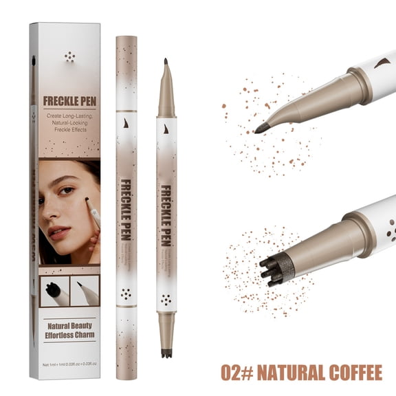 2-in-1 Dual Ended Microblading Pen & Freck le Stamp,15° Tip for Natural Lifelike Freck le Makeup,Long-Lasting Quick Dry Smudge-Proof Fake Freck Pen