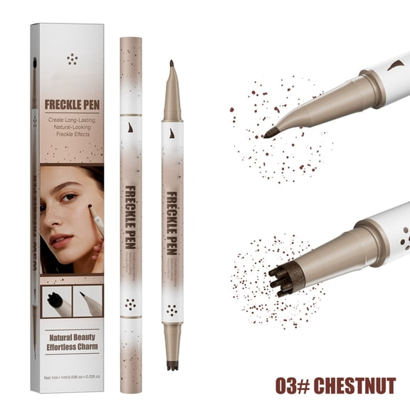 2-in-1 Dual Ended Microblading Pen & Freck le Stamp,15° Tip for Natural Lifelike Freck le Makeup,Long-Lasting Quick Dry Smudge-Proof Fake Freck Pen