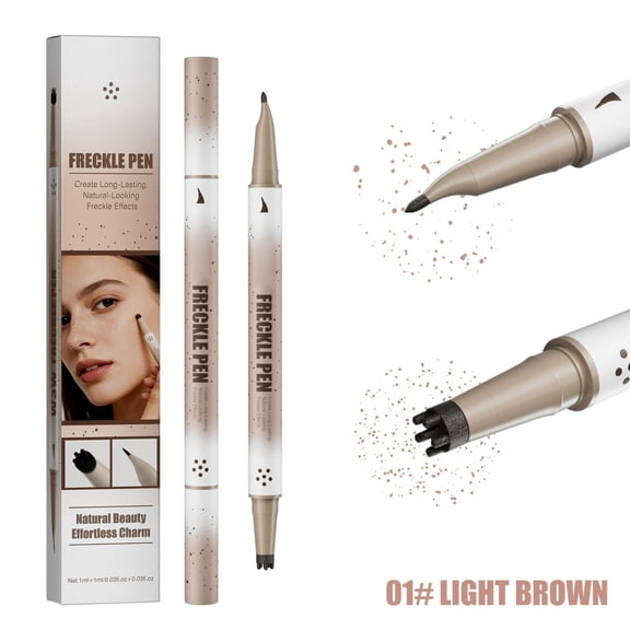 2-in-1 Dual Ended Microblading Pen & Freck le Stamp,15° Tip for Natural Lifelike Freck le Makeup,Long-Lasting Quick Dry Smudge-Proof Fake Freck Pen