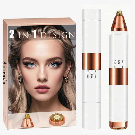 2-in-1 Dual Head Eyebrow Trimmer & Flawless Facial Hair Removal for Women, Painless & Gentle Facial Hair Remover for Brows, Chin, Upper Lip, Cheeks, Type-C Charging for Women