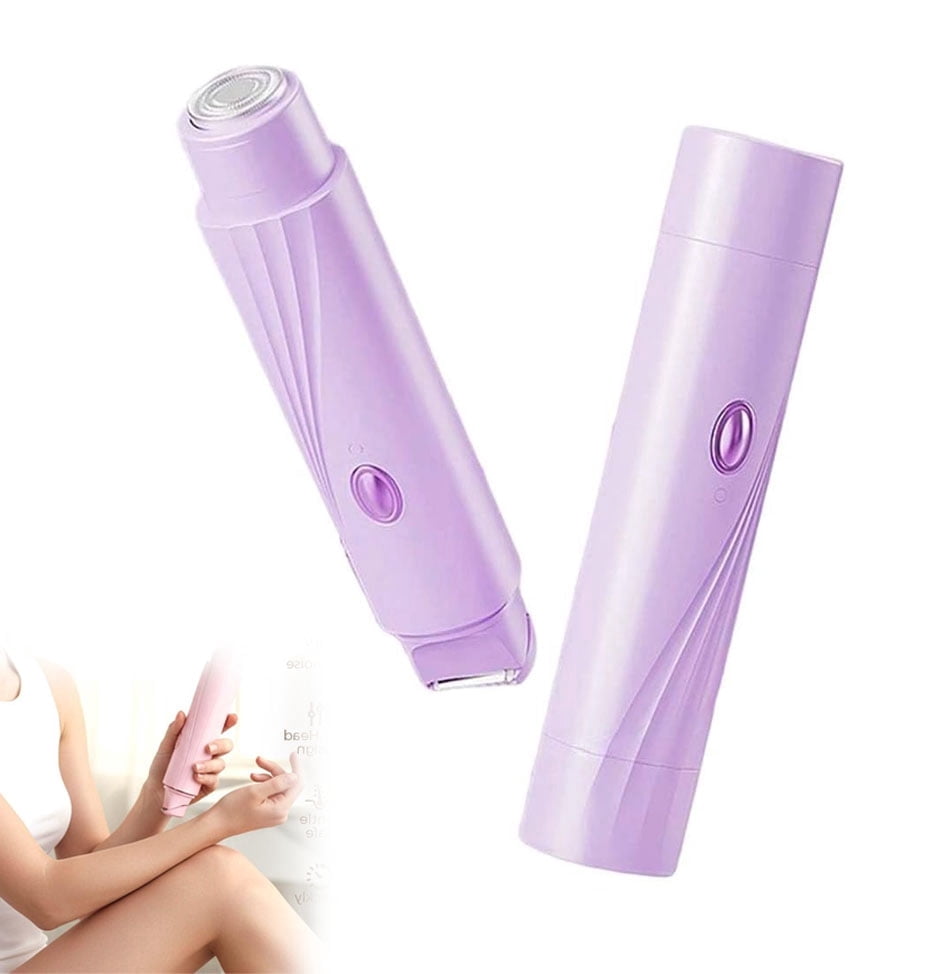 2-in-1 Electric Bikini Trimmer for Women, Waterproof Dual-Head Shaver & Epilator for Pubic, Underarm, Legs & Face, Rechargeable Painless Hair Removal, Womens Razors for Shaving, (Purple)