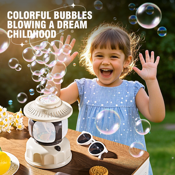 2 in 1 Electric Bubbles Machine Camping Lamp for Kids, Rechargeable Bubbles Maker Blower Bedside Lamp for Christmas Birthday Gifts(White)