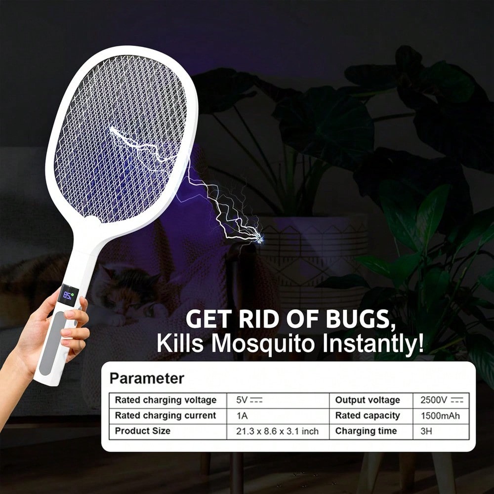 Trap Racket 2 in 1 Electric Bug Zapper, Mosquitoes Trap Lamp & Racket, USB ...