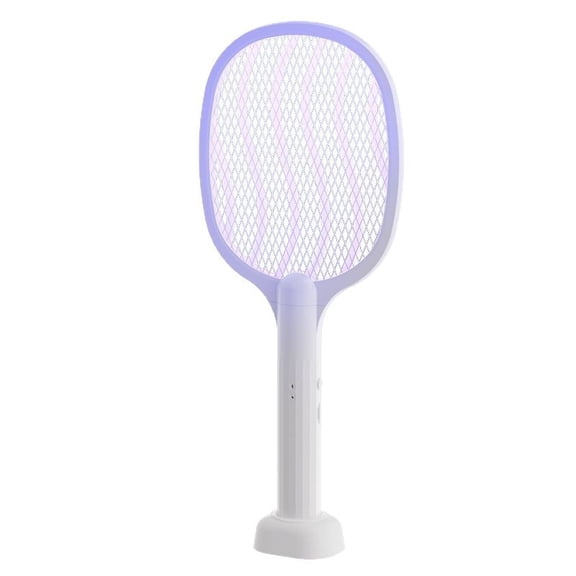 2-in-1 Electric Bug Zapper Racket, Voltage LED Lighted Handheld Mosquito Swatter with 3 Layer Safety Mesh, USB Charging Portable Fly Killer Racquet for Indoor Outdoor Use