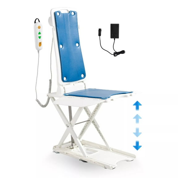 2-in-1 Electric Chair Lift for Elderly Floor Lift & IP68 Waterproof Bath Lift for Tub, Foldable, 300 lbs Capacity, Remote Control, Height Adjustable 2.3"-18.9", for Fall Recovery & Home Care